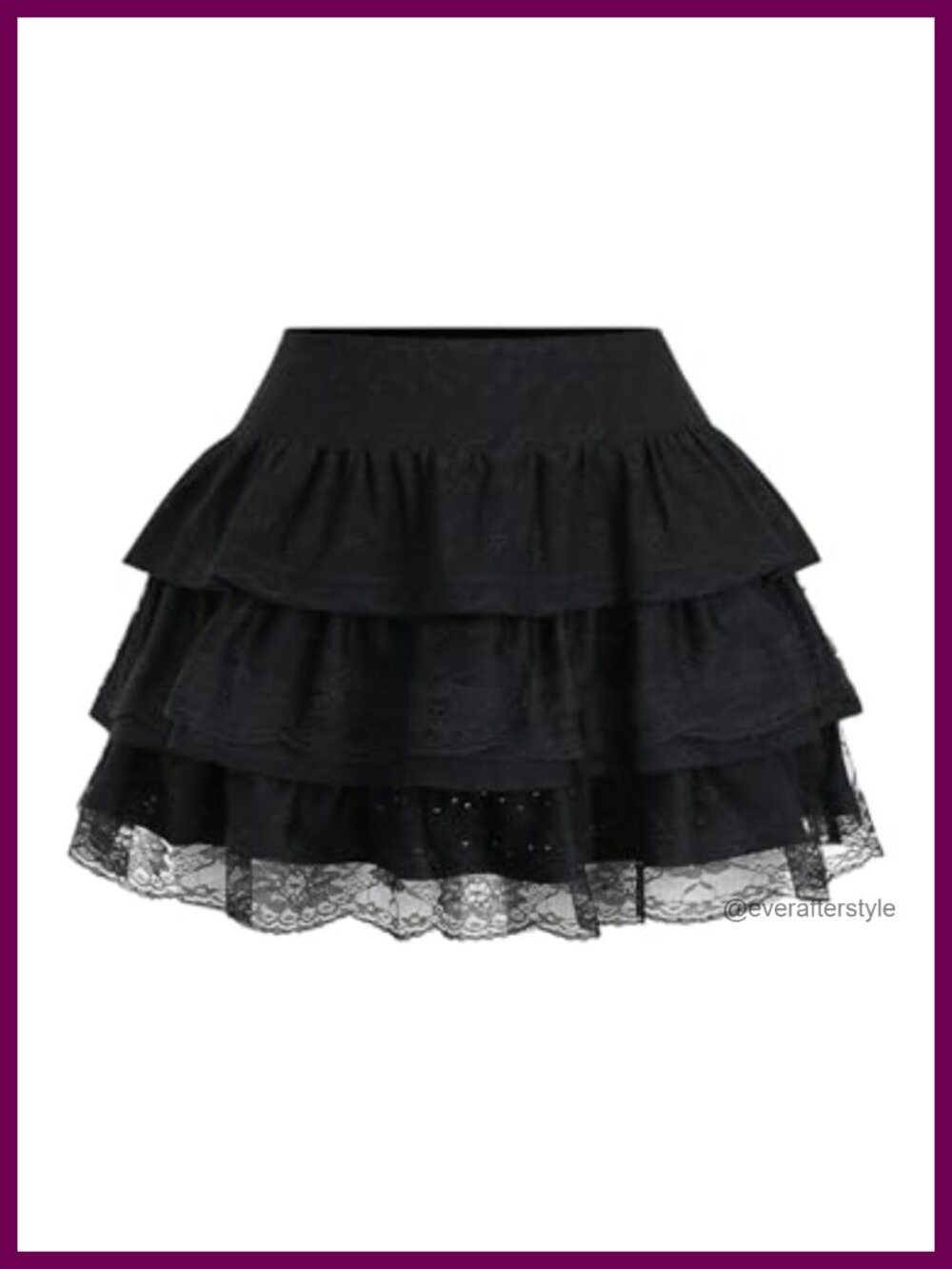 Lace Ruffle Hem High Waisted A Line Mini Skirt Y2K Lolita Style